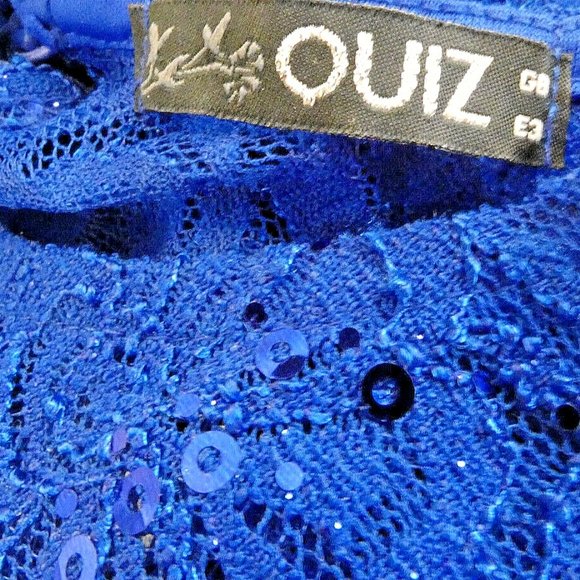 Quiz Womens 4 Blue Mini Dress Lace Sequins Sexy British PROM Stylish Gorgeous - Picture 11 of 16